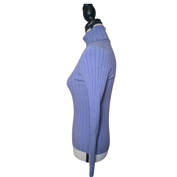 Ann Taylor Italian Merino Wool Ribbed Turtleneck Sweater Women’s XS – Lavender - Picture 4 of 9